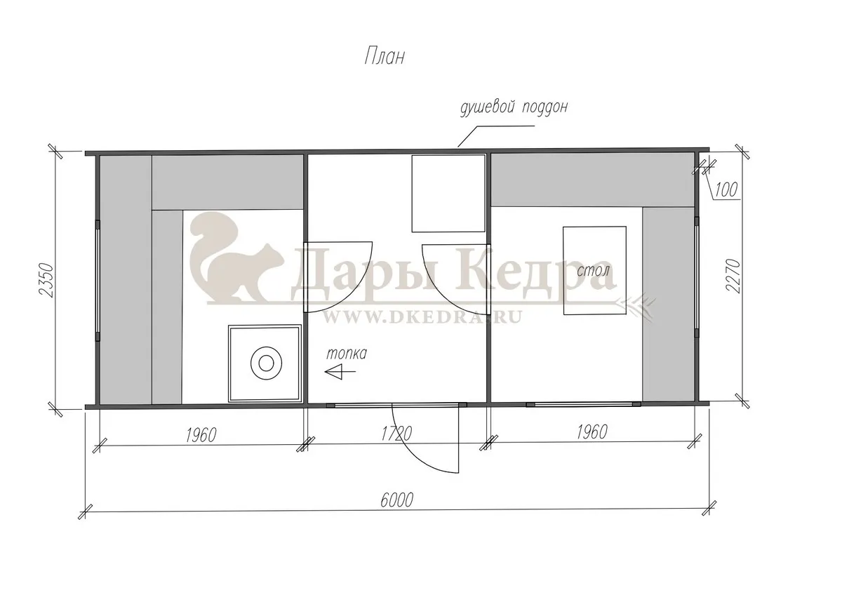 Баня «Парус» из кедра 6х2,2 метра