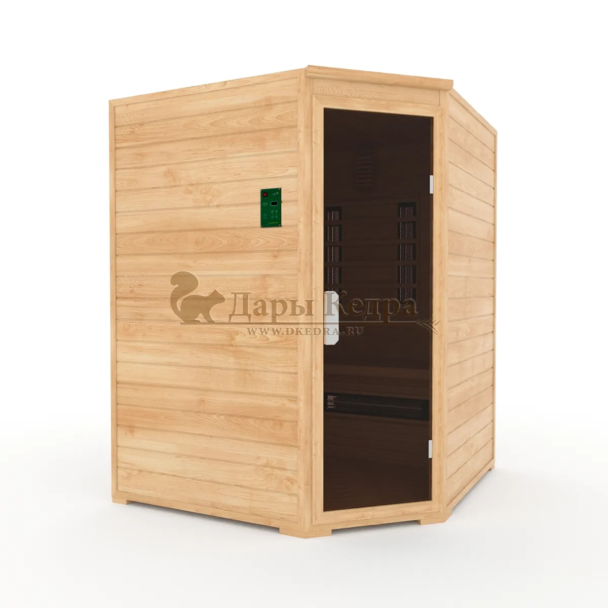 Трёхместная угловая инфракрасная сауна кабина из кедра с керамическими излучателями