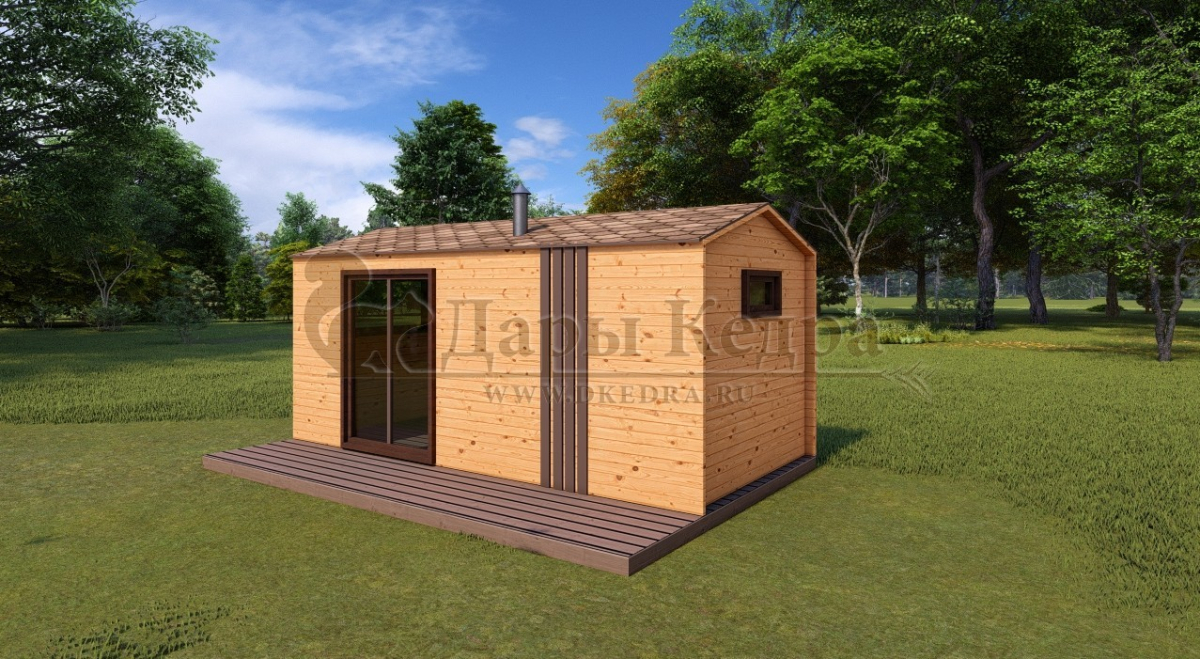 Каркасная баня Барн из кедра 5х2,3 м
