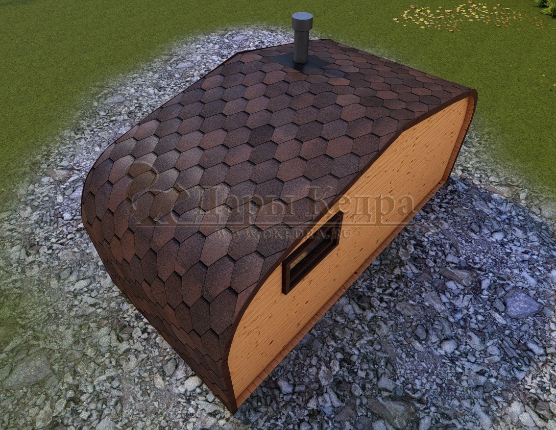 Баня «Викинг» из кедра 5х2,35 м с боковым входом